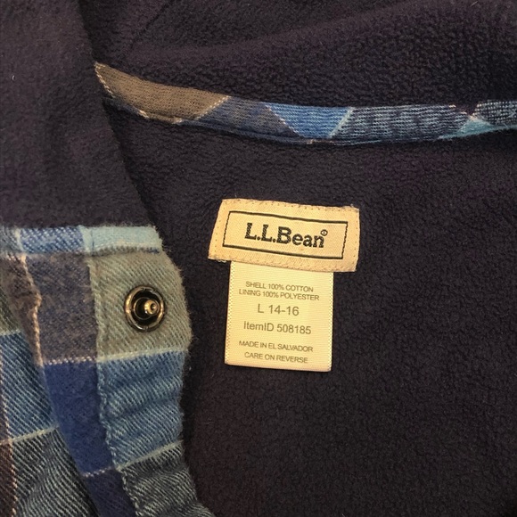 Kids LL Bean Flannel Hoodie with Fleece Lining - Picture 3 of 3